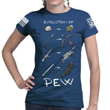 Evolution of Pew Ladies T-shirt Style001