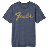 Fender - Worn Logo - American Classics - Solid Blue Adult Short Sleeve Vintage Wash T-Shirt