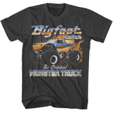 Bigfoot - Flame Truck - American Classics - Solid Gray Adult Short Sleeve T-Shirt
