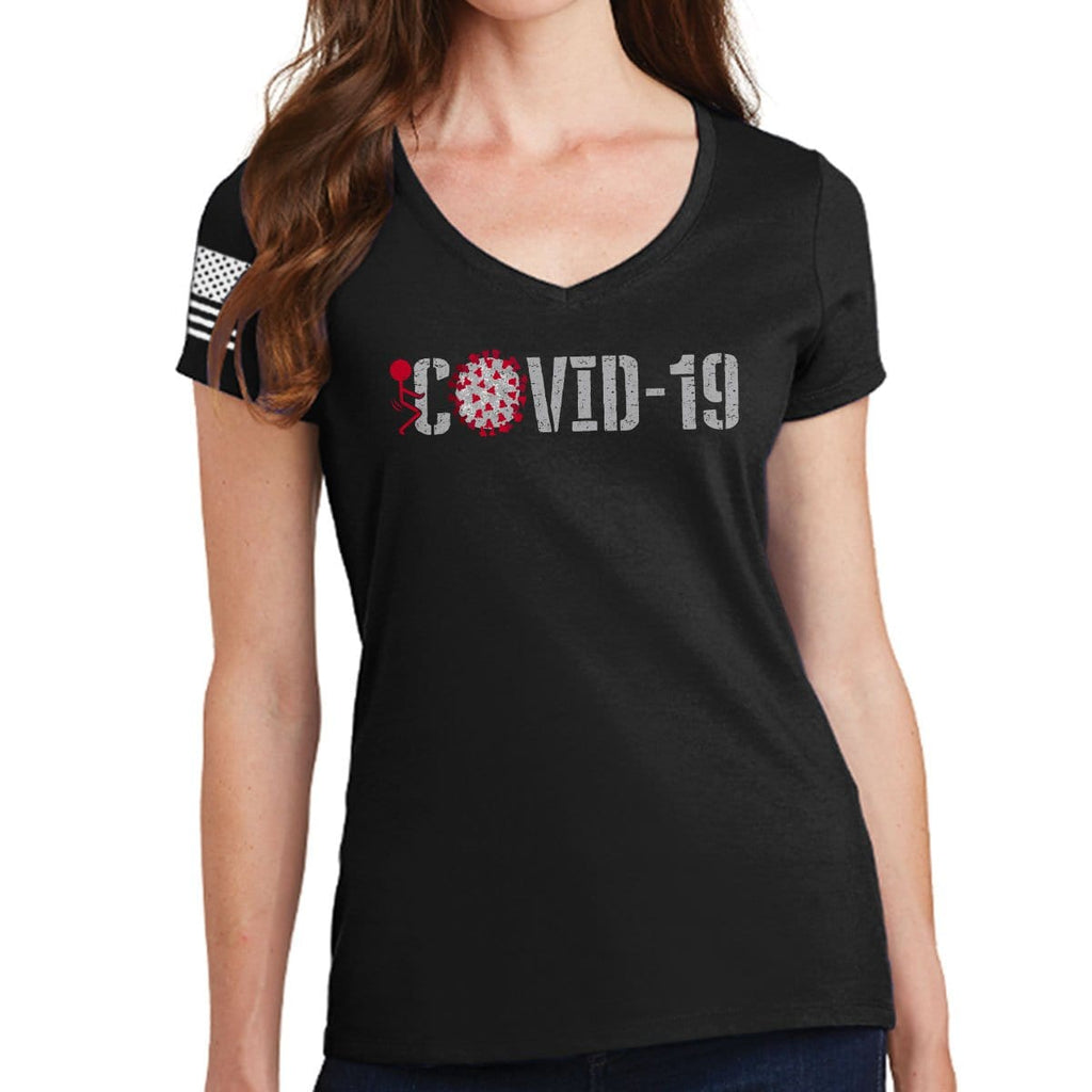 Fuck Covid-19 Ladies V-Neck T-shirt