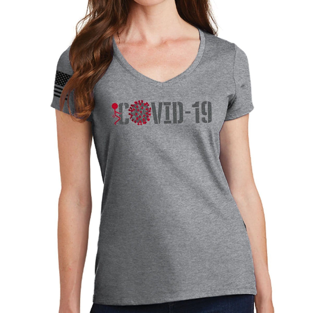 Fuck Covid-19 Ladies V-Neck T-shirt Style001