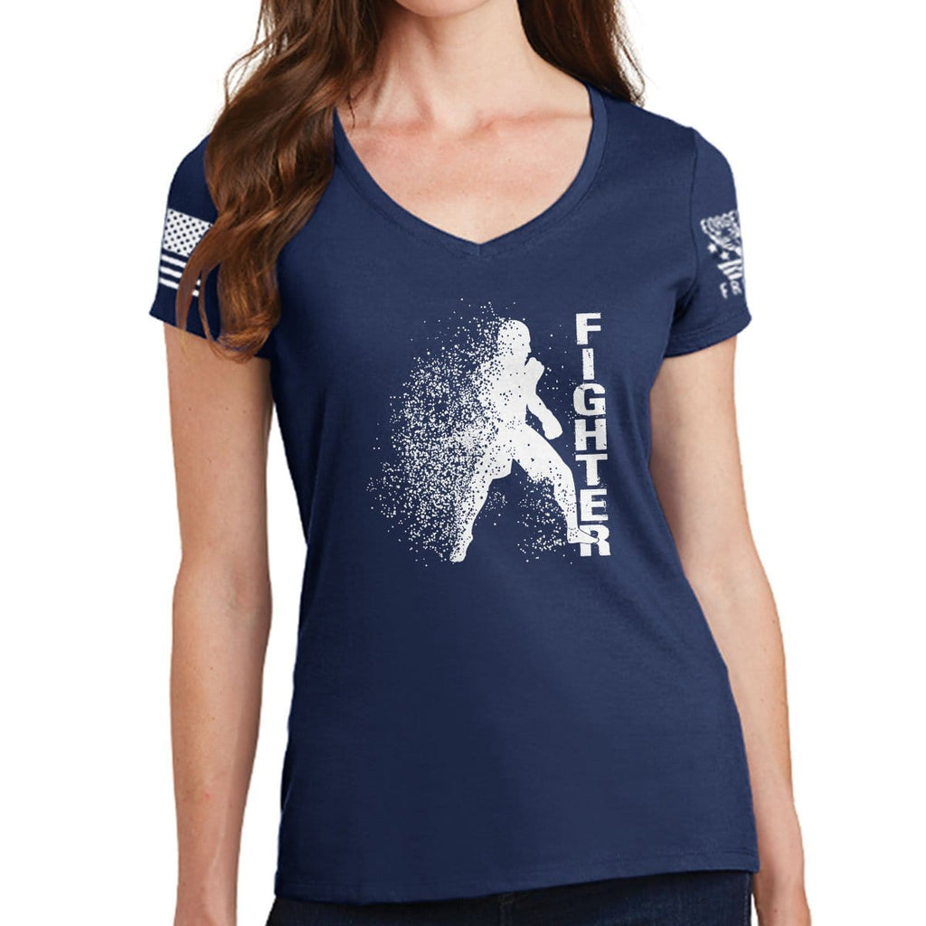 Ladies Fighter Silhouette V-Neck T-shirt Style001