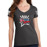 Ladies American Paint Job V-Neck T-shirt Style001