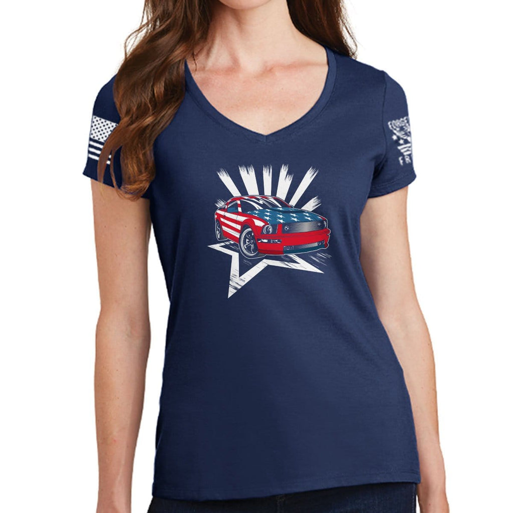 Ladies American Paint Job V-Neck T-shirt
