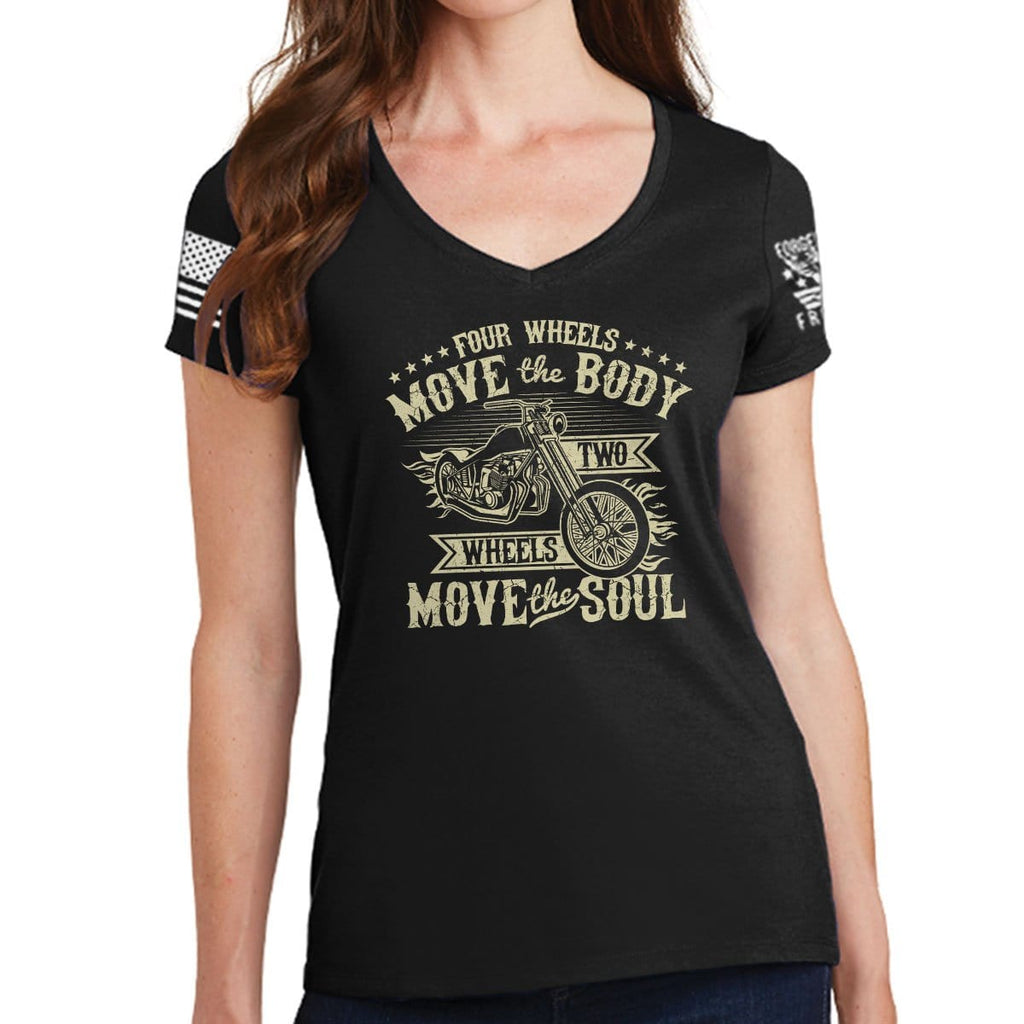 Ladies Four Wheels Move The Body V-Neck T-shirt