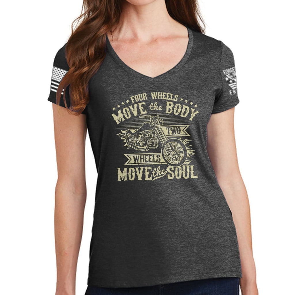 Ladies Four Wheels Move The Body V-Neck T-shirt