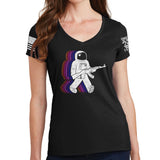 Ladies Funkalicious AK47 Astronaut V-Neck T-shirt Style001
