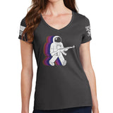Ladies Funkalicious AK47 Astronaut V-Neck T-shirt Style001