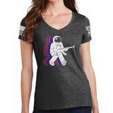 Ladies Funkalicious AK47 Astronaut V-Neck T-shirt Style001