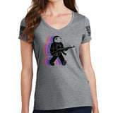 Ladies Funkalicious AK47 Astronaut V-Neck T-shirt Style001