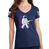 Ladies Funkalicious AK47 Astronaut V-Neck T-shirt Style001