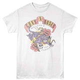 Guns N Roses - Tattoo Style Jungle - American Classics - Front Print White Solid Adult Short Sleeve T-Shirt
