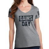 Ladies Gains Day V-Neck T-shirt Style001