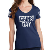 Ladies Gains Day V-Neck T-shirt