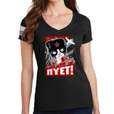 Ladies NIET Grumpy Russian Cat V-Neck T-shirt Style001