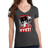Ladies NIET Grumpy Russian Cat V-Neck T-shirt Style001