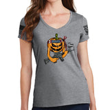 Ladies Tactical Pumpkin V-Neck T-shirt Style001