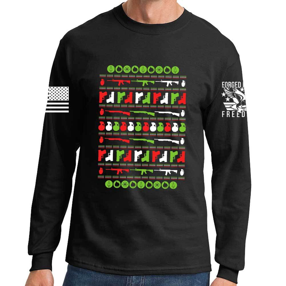 Guns Christmas Ugly Long Sleeve T-shirt Style001