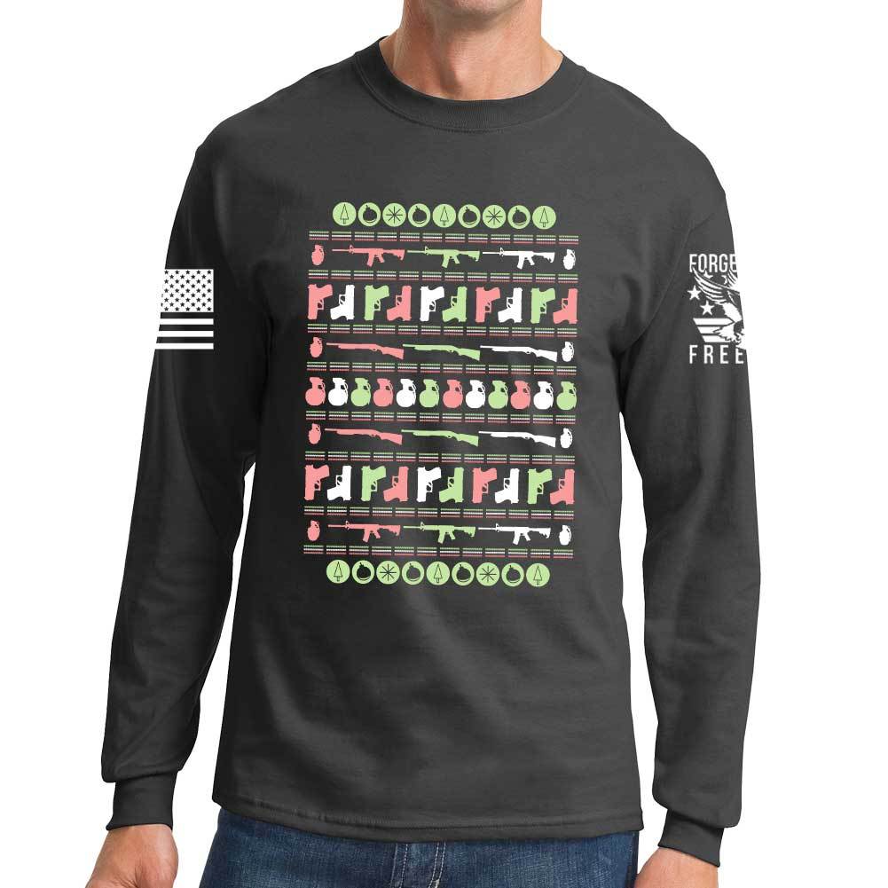 Guns Christmas Ugly Long Sleeve T-shirt Style001