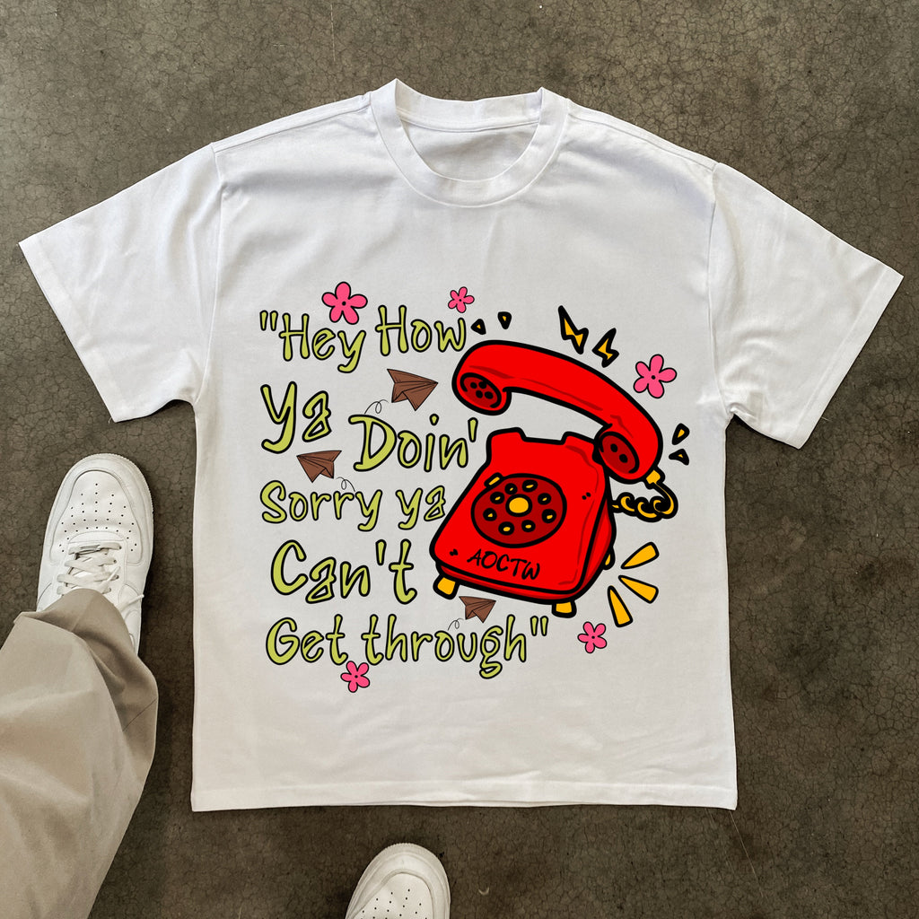 'HEY HOW YOU DOIN' HEAVYWEIGHT WHITE T-SHIRT