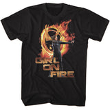 Hunger Games - Girl On Fire - American Classics - Solid Black Adult Short Sleeve T-Shirt