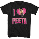 Hunger Games - I Heart Peeta - American Classics - Solid Black Adult Short Sleeve T-Shirt