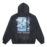 YUGIOH TOON BLUE EYES HOODIE (WASHED BLACK)