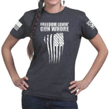 Freedom Lovin' Gun Whore Ladies T-shirt