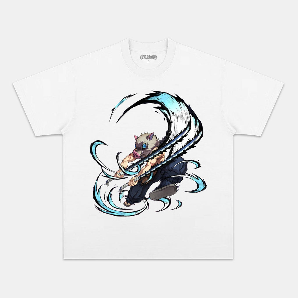 HASHIBIRA INOSUKE UNISEX ANIME INSPIRED VINTAGE T-SHIRTä¸¨DEMON SLAYER-[BACK]
