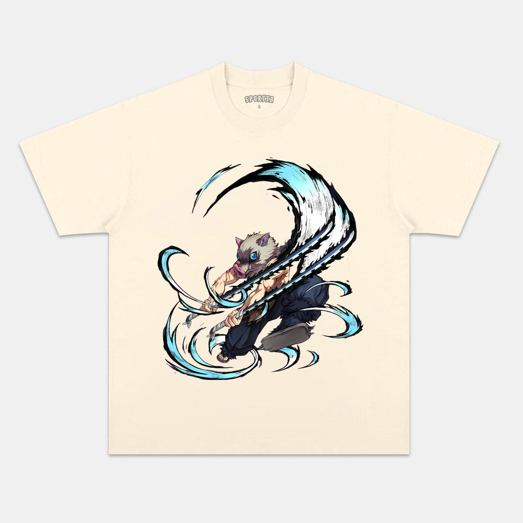 HASHIBIRA INOSUKE UNISEX ANIME INSPIRED VINTAGE T-SHIRTä¸¨DEMON SLAYER-[BACK]