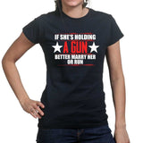 Ladies She's Holding A Gun T-shirt Style001