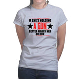 Ladies She's Holding A Gun T-shirt Style001