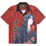 SHIPPUDEN ITACHI THUNDER BUTTON UP SHIRT (MAROON)