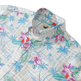Menâ€˜s Aloha Shirts Tropical Floral Cotton Plaid Shirt Button Down Collar Unusual Plaid Shirt