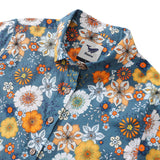 Women's Hawaiian Shirt 60's Floral Print By Samantha O' Malley Print Cotton Button-up Short Sleeve 60's Floral By Samantha O' Malley
