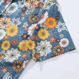 Women's Hawaiian Shirt 60's Floral Print By Samantha O' Malley Print Cotton Button-up Short Sleeve 60's Floral By Samantha O' Malley