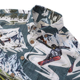 Children's Hawaiian Shirt Extreme Sports Series 2: Mountain Skiing Print Cotton Button-down Short Sleeve