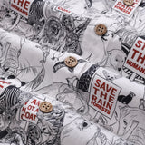 Men's Hawaiian Shirt Save the Animals Earth Day Shirt Cotton Short Sleeve Aloha Shirt