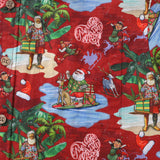 Men's Hawaiian Shirt Christmas Santa's Seaside Stop Print Cotton Button-down Short Sleeve Aloha Shirt