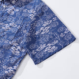 Blue Hawaiian Shirt For Men Shoal Fish Shirt Cotton Button-down Short Sleeve Aloha Shirt Shoal Layered By Katie O'shea Design