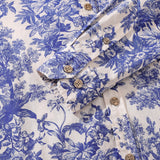 Men's Hawaiian Shirt Rural Scenery Print Cotton Button-down Long Sleeve Aloha Shirt