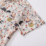Cotton Hawaiian Shirt For Men Cat Button-down Shirt Short Sleeve Aloha Shirt Tokaido 53 Station Cats