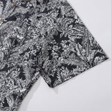 Men's Hawaiian Shirt Black Parrot In The Jungle 100% Cotton Button Down