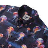 Men's Ocean Hawaiian Short Sleeve Cotton Resort Wear Shirt Jellyfish Print Luminescent Dreams