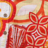 Children's Hawaiian Shirt Tikirob Designer Shirt Orange Totem Print Cotton Button-down Short Sleeve Orange Totem By Tikirob