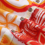 Children's Hawaiian Shirt Tikirob Designer Shirt Orange Totem Print Cotton Button-down Short Sleeve Orange Totem By Tikirob