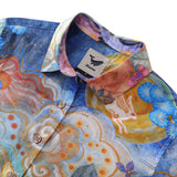 Women's Hawaiian Shirt Wandering Through the Clouds Print Cotton Button-up Short Sleeve
