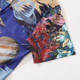 Women's Hawaiian Shirt Garden Under the Moonlight Print Cotton Button-up Short Sleeve