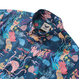 Funny Hawaiian Shirt For Men Dive Print Cotton Button-down Short Sleeve Cat Aloha Shirt Fun Dive By Pallavi Chaudhary