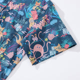 Funny Hawaiian Shirt For Men Dive Print Cotton Button-down Short Sleeve Cat Aloha Shirt Fun Dive By Pallavi Chaudhary